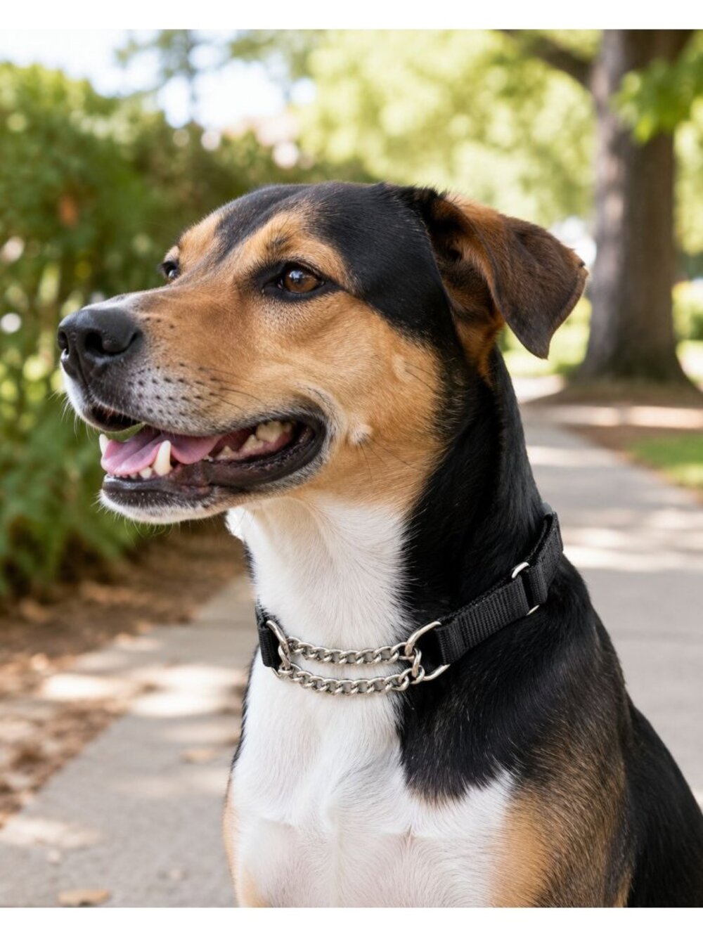 Adjustable Nylon & Chain Check Training Collar 14" Black - Humane Control